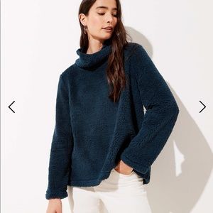 Faux Sherpa cowl neck sweater
